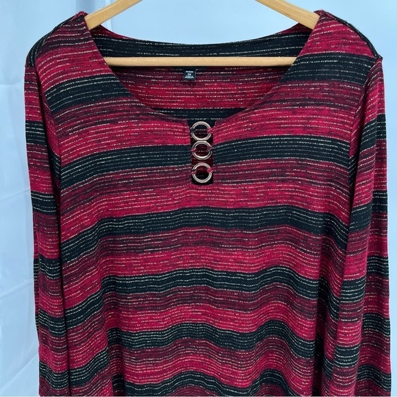Cocomo Womens Striped Tunic Top Size 3X Metallic Gold Stripes Round Neck - Picture 2 of 10